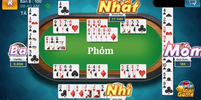 Phỏm - tựa game bài nổi bật với tên gọi khác là tá lả